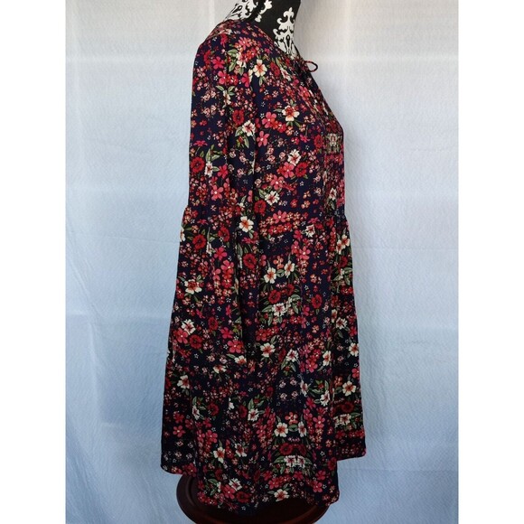 Madison Leigh Women Blue Casual Shirred Waist Floral Tunic Dress‎ Size 12 - Picture 3 of 8